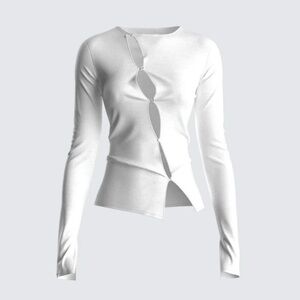 Chic Cutout White Long Sleeve Top button down fits as shown